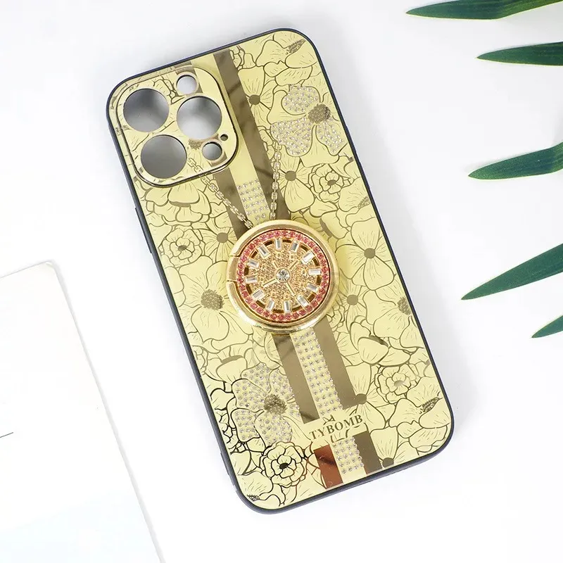 Mobile Phone Cases Sun flower diamond cover Cute woman case for iphone13 13promax 12 pro max 12 11 7 8 plus soft silicone material newest fashion style ring holder case