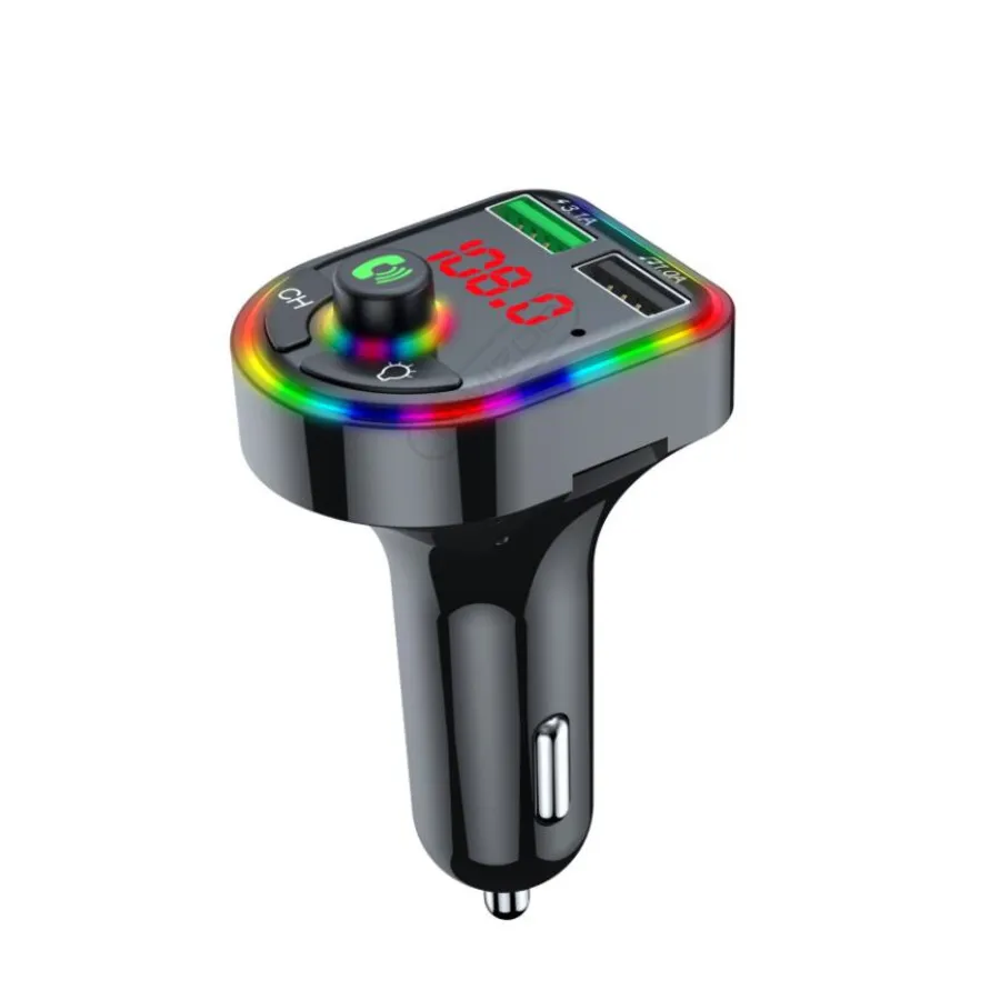 F5 F6 RGB Ambient Light Car MP3 Player Bluetooth 5.0 FM Transmitter Wireless Handsfree Car Kit with Dual 3.1A Charger