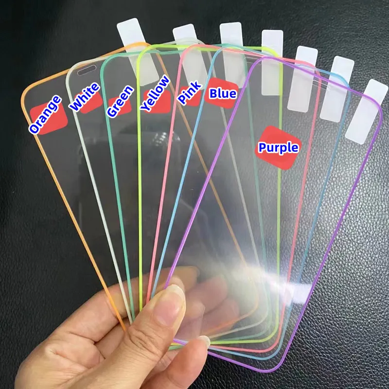 Luminous Fluorescent Tempered Glass Screen Protector Night Glow in The Dark Glowing Protective Full Cover For iPhone 15 14 13 12 11 Pro Max XS XR 8 7 6 Plus