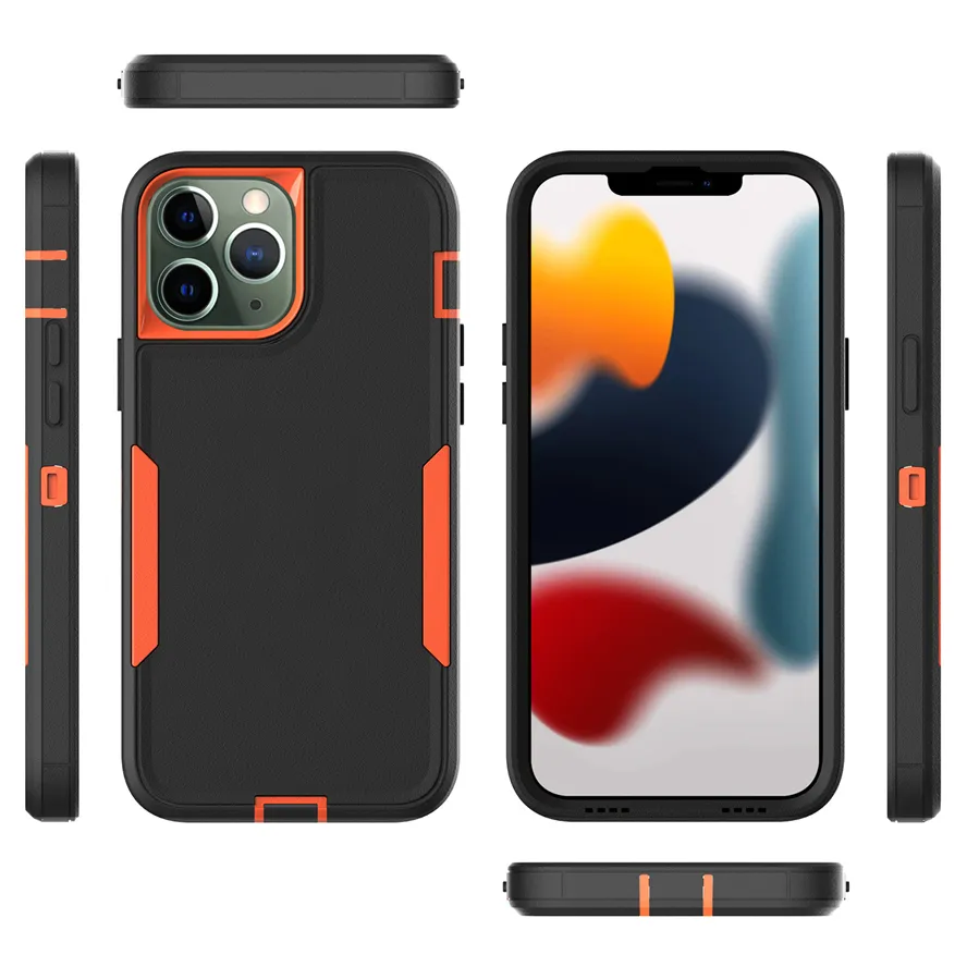 Two in one Cases Contrast Color Anti-fall Robot Armor TPU PC Phone Case for Apple iPhone 11 12 13 Mini Pro Max Cover