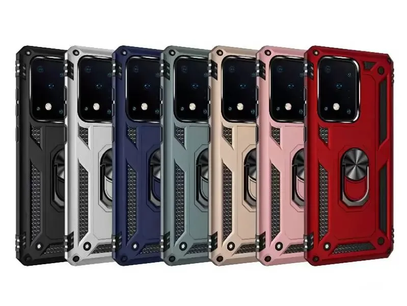 Military-Grade Armor Phone Cases Cover with Ring Magnetic Car Mount Kickstand for Samsung Galaxy S22 S21 FE S20 Ultra S10 Plus Note20 Note 10