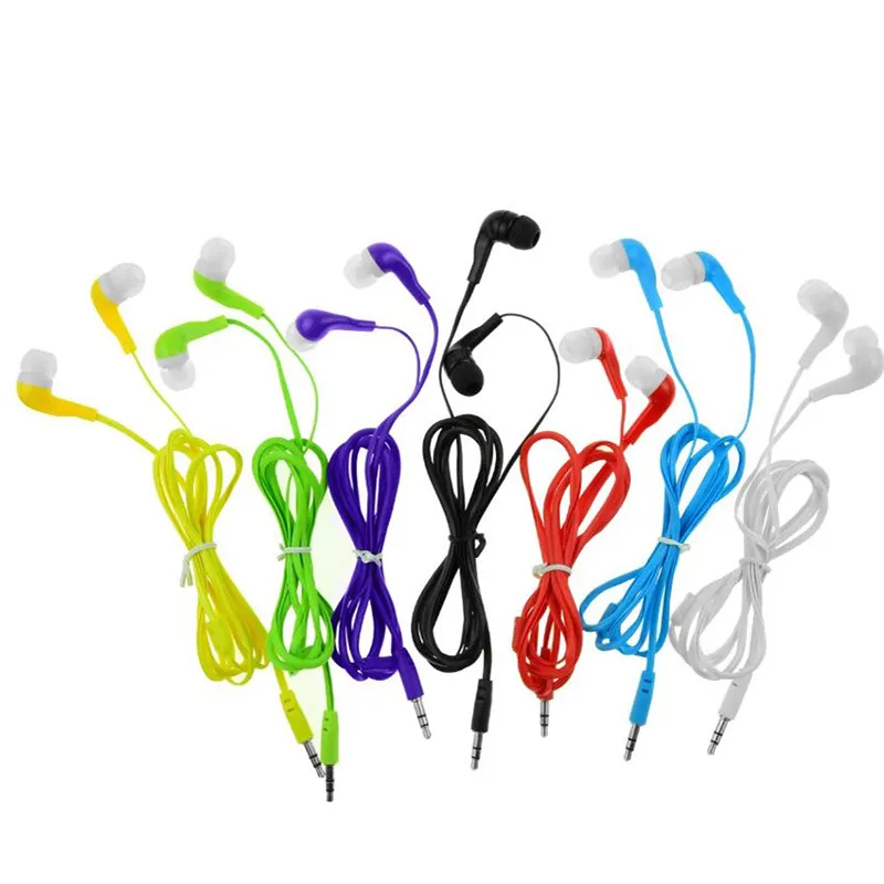 Bulk 3.5mm Cell Phone Earphones Earbuds Headphone Colorful noodle flat wire earphone Headphones for School Classroom, Libraries, Hospitals,Theatre Museum